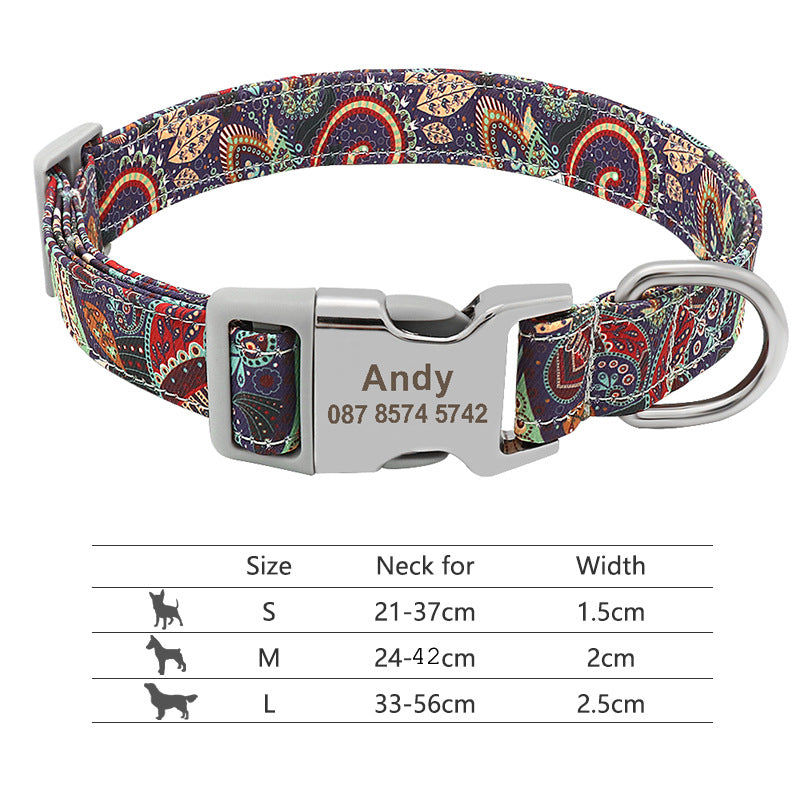 Adjustable Nylon Pet Collar, Personalized ID