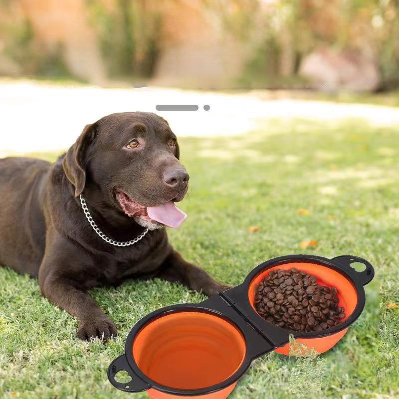 Silicone Outdoor Folding Double Bowl