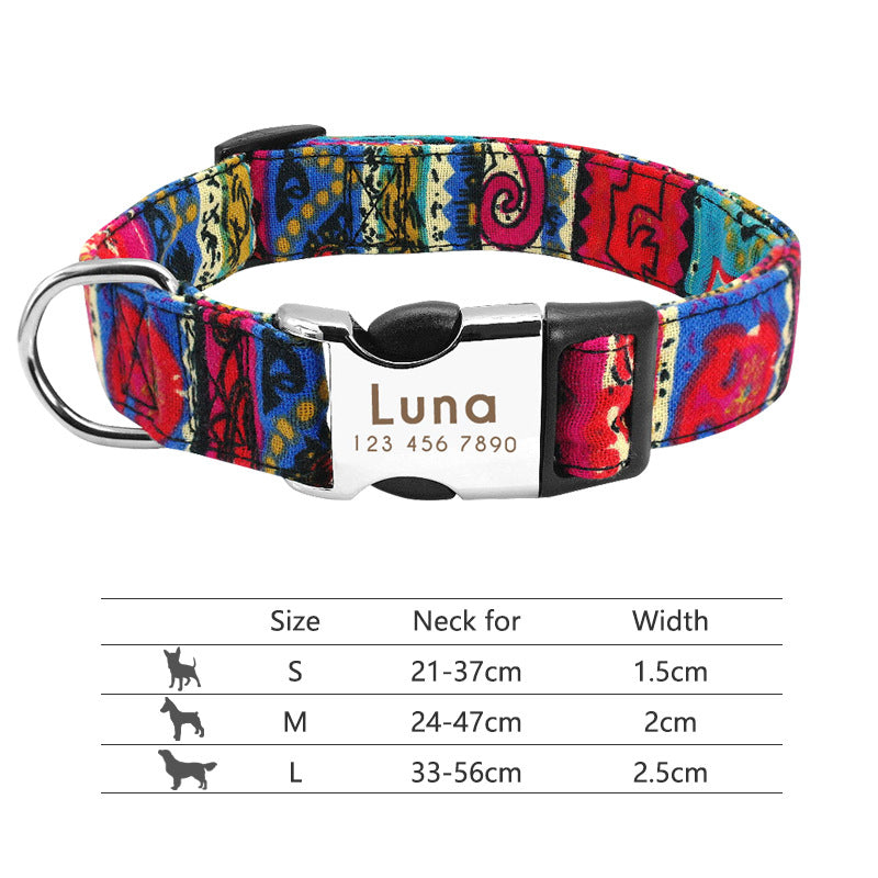 Adjustable Nylon Pet Collar, Personalized ID