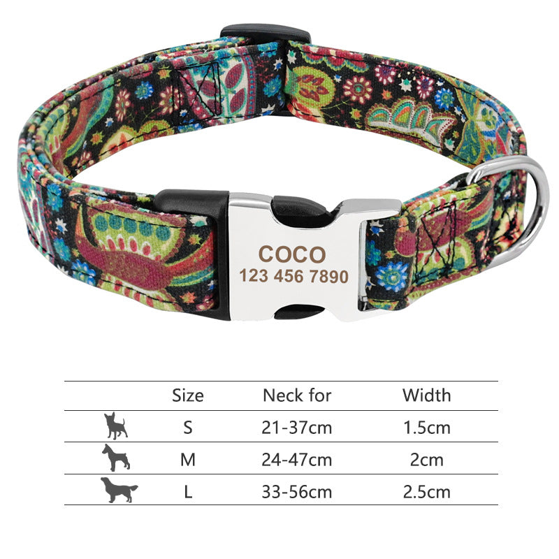 Adjustable Nylon Pet Collar, Personalized ID