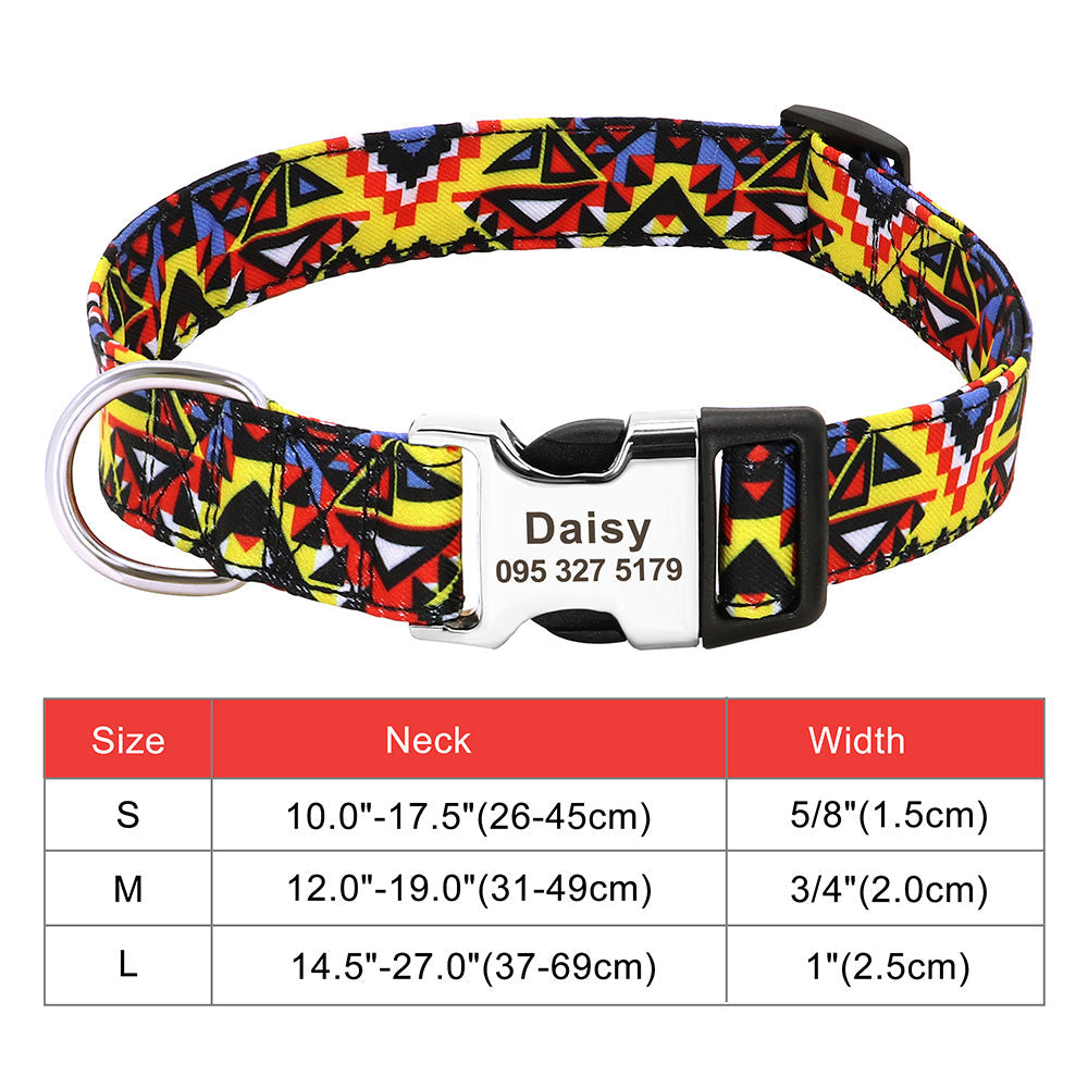 Adjustable Nylon Pet Collar, Personalized ID