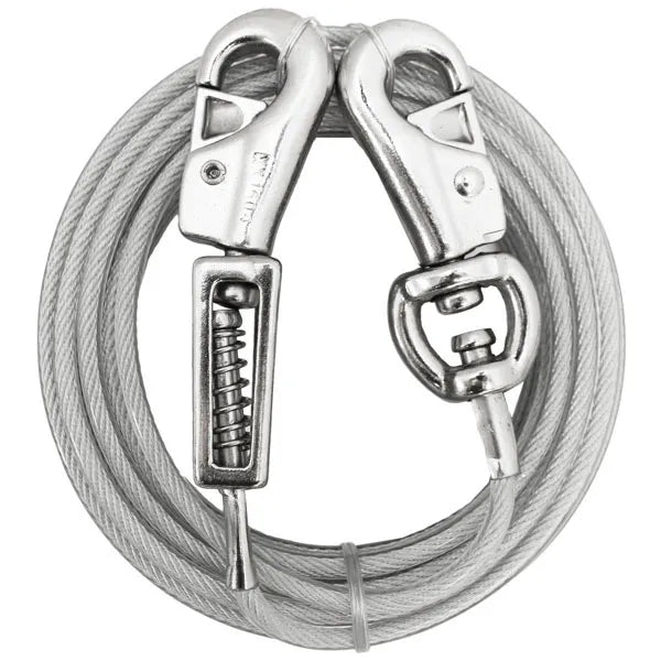 Tie-Out Cable XL Dogs  15ft Twin Swivel Spring