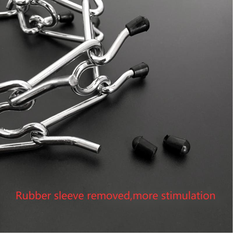 Chrome Plated  Pinch Dog Collar with rubber Tips