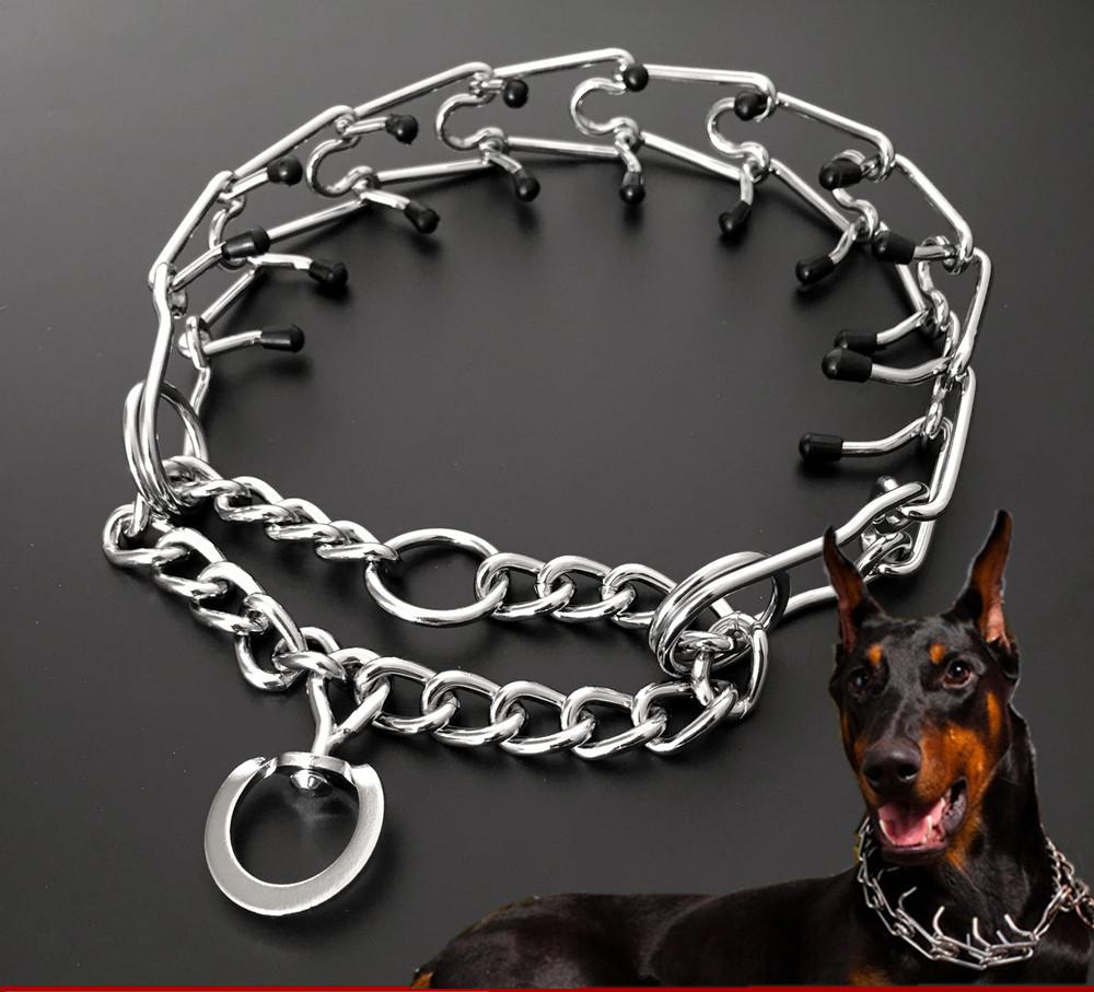 Chrome Plated  Pinch Dog Collar with rubber Tips