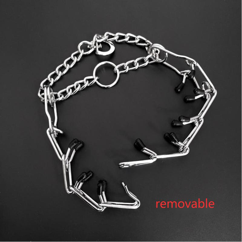 Chrome Plated  Pinch Dog Collar with rubber Tips