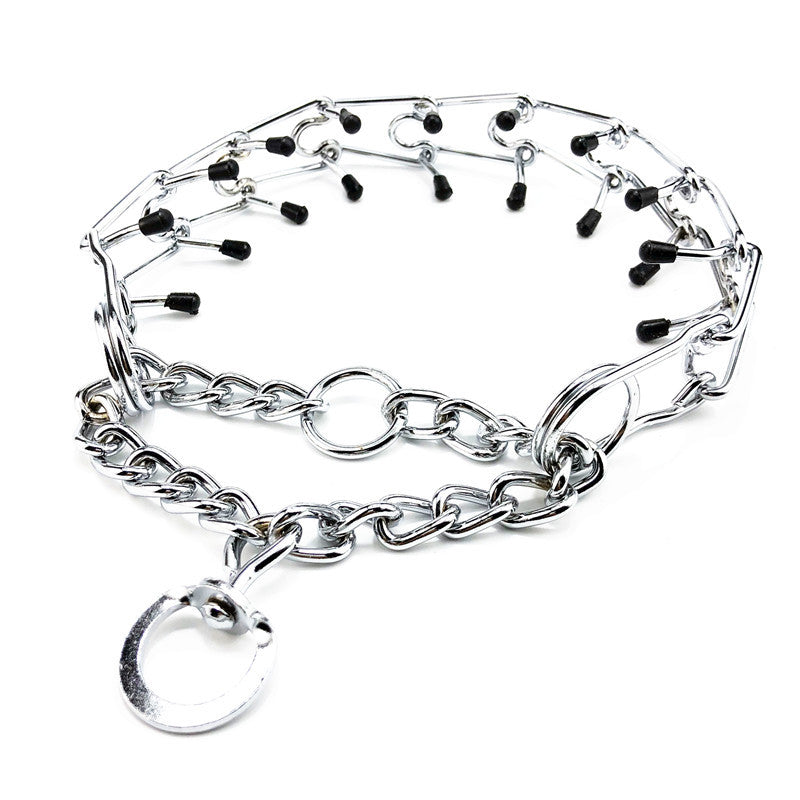 Chrome Plated  Pinch Dog Collar with rubber Tips