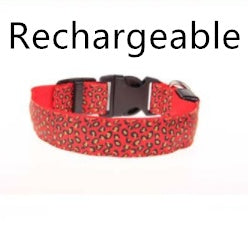 LED Safety Collar Adjustable Nylon Leopard