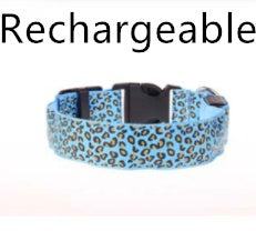 LED Safety Collar Adjustable Nylon Leopard
