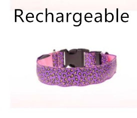 LED Safety Collar Adjustable Nylon Leopard