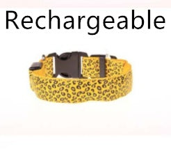 LED Safety Collar Adjustable Nylon Leopard