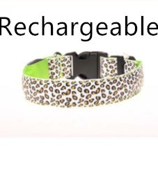 LED Safety Collar Adjustable Nylon Leopard