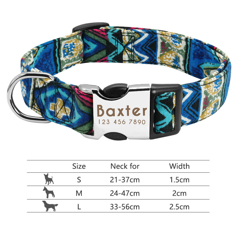 Adjustable Nylon Pet Collar, Personalized ID