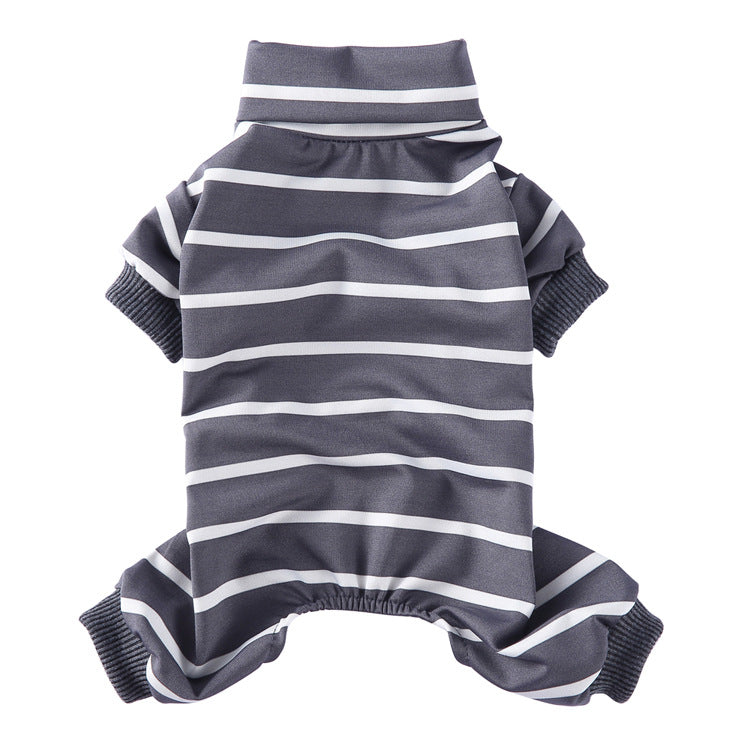 High Collar Striped Pet Pajamas