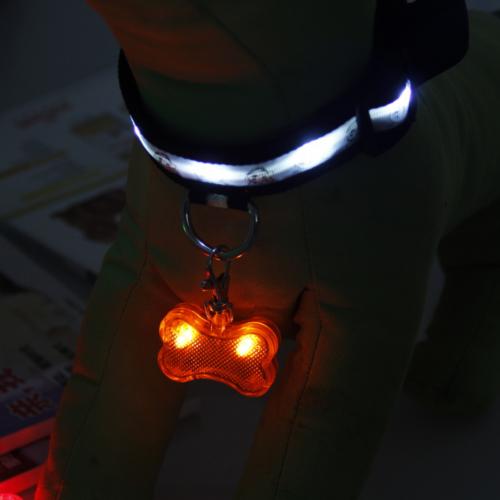 LED Dog Bone Shape ID Tag Pet Safety Collar Pendant