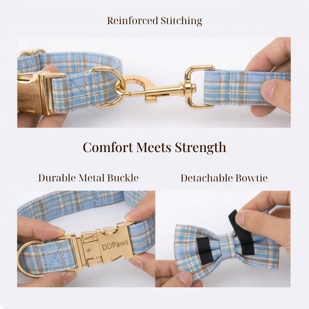 Blue Plaid Harness Set