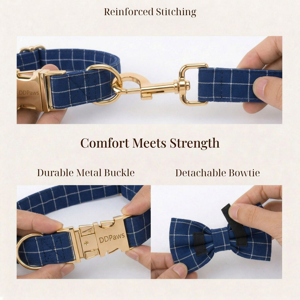 Plaid Dark Blue Harness Set