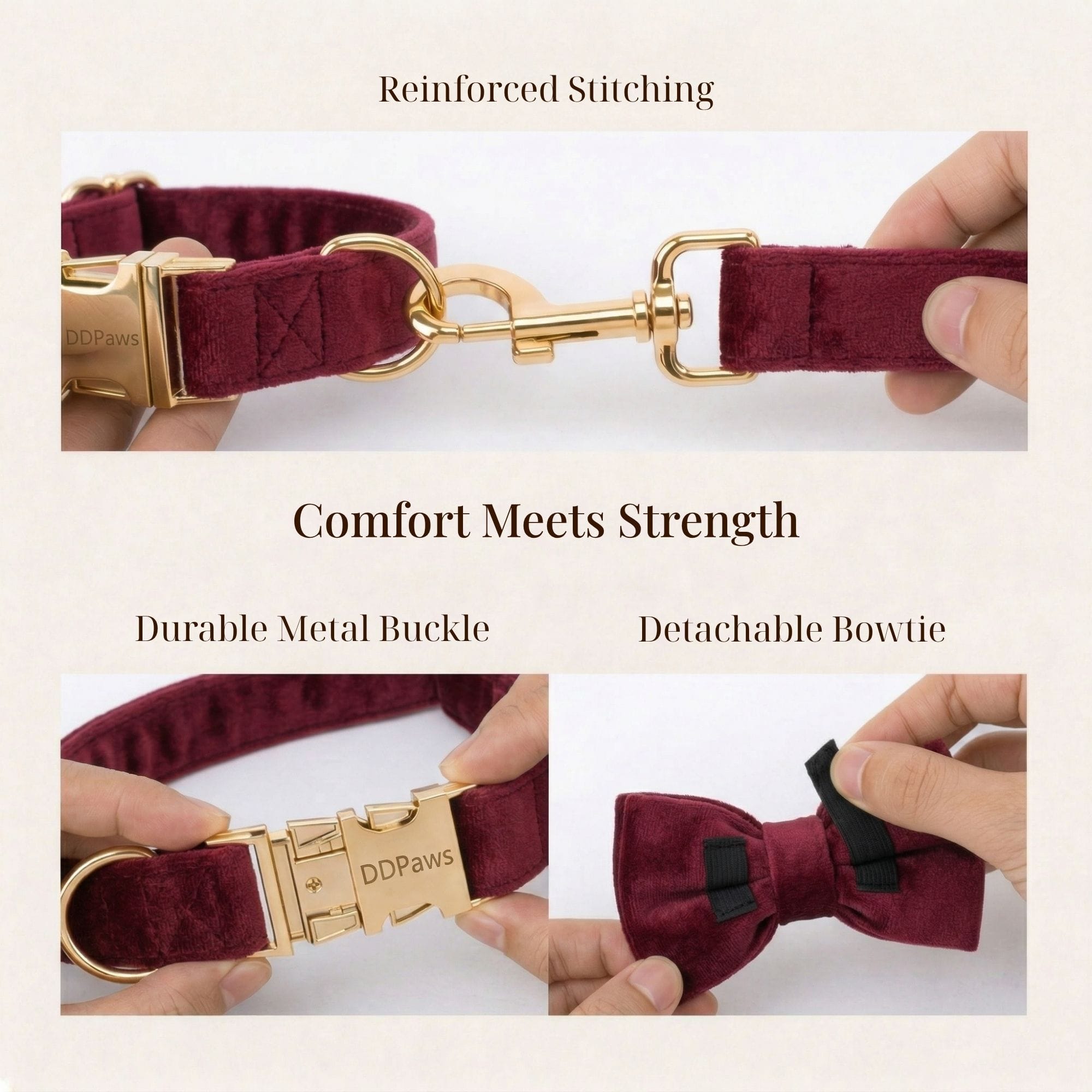 Red Wine Velvet Harness Set