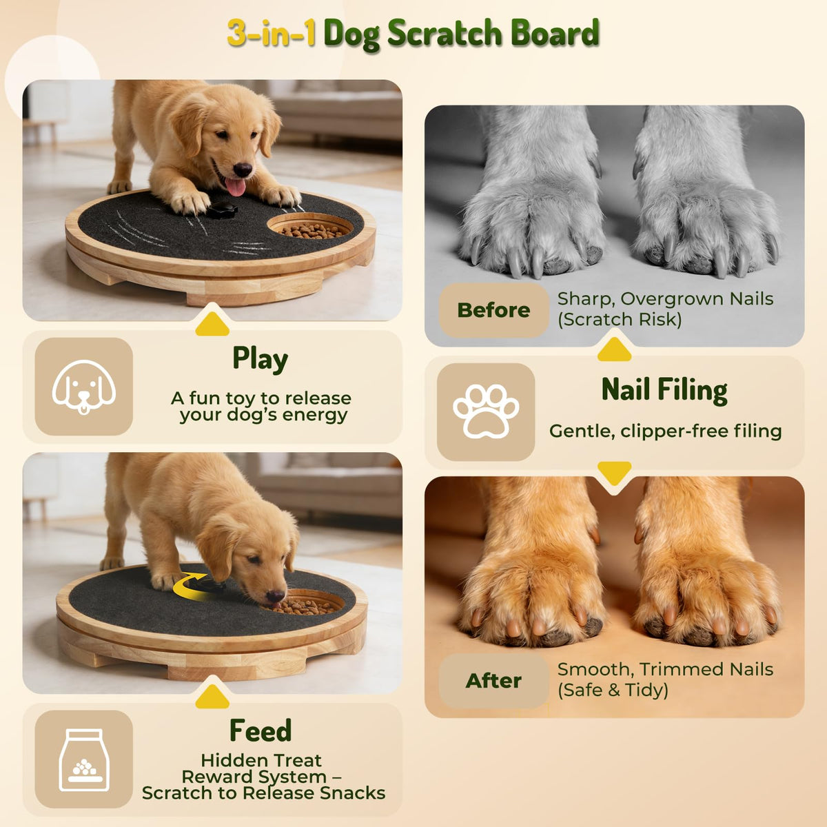 Dog Nail Scratch Board With Treat Box For Claw Care