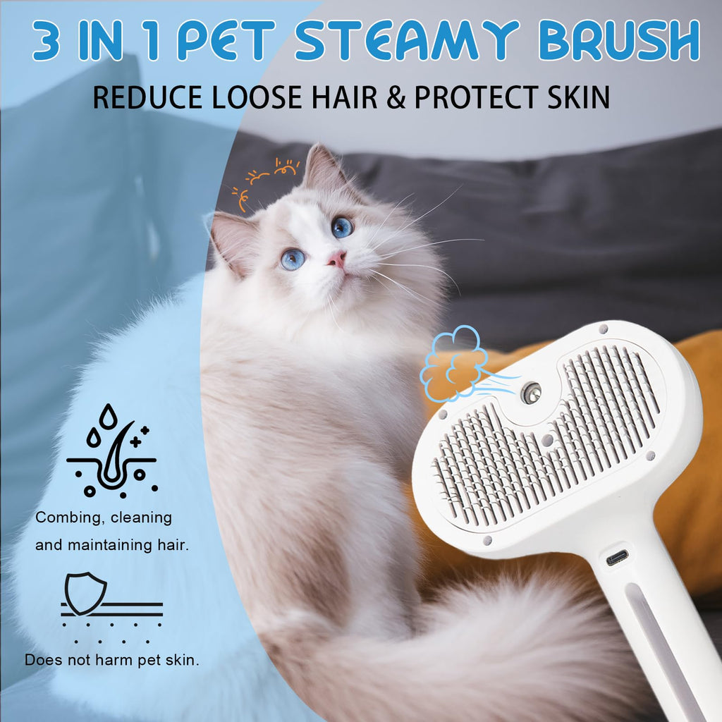 Steam Brush For Cats & Dogs, Cool Mist Self-Cleaning Comb