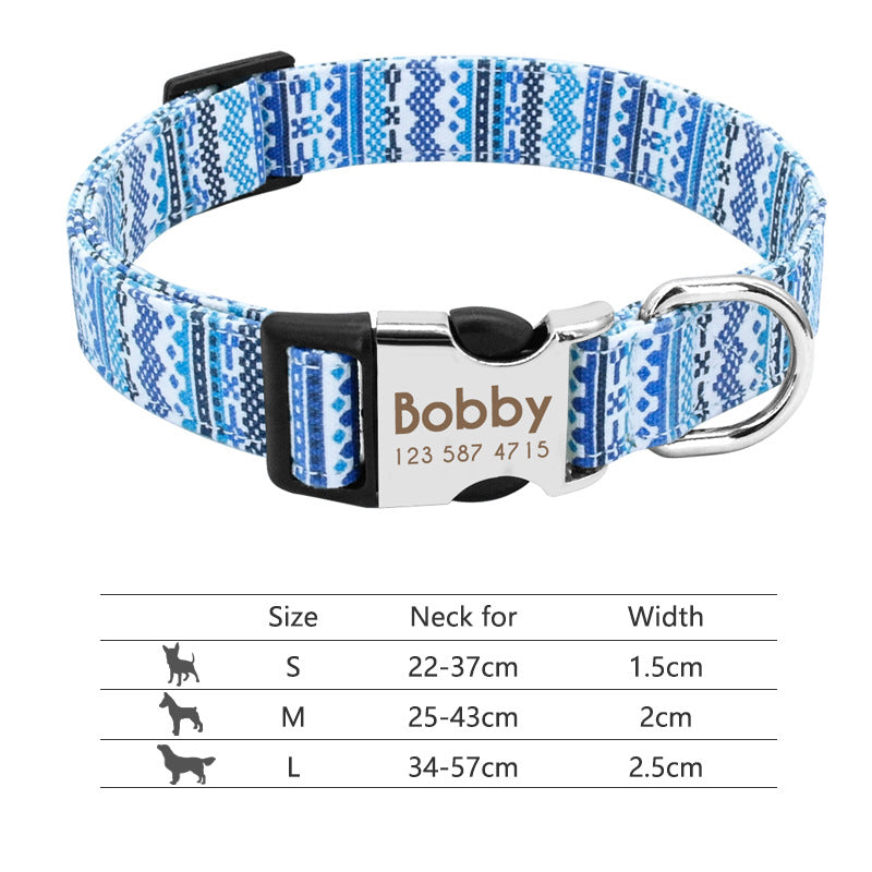 Adjustable Nylon Pet Collar, Personalized ID