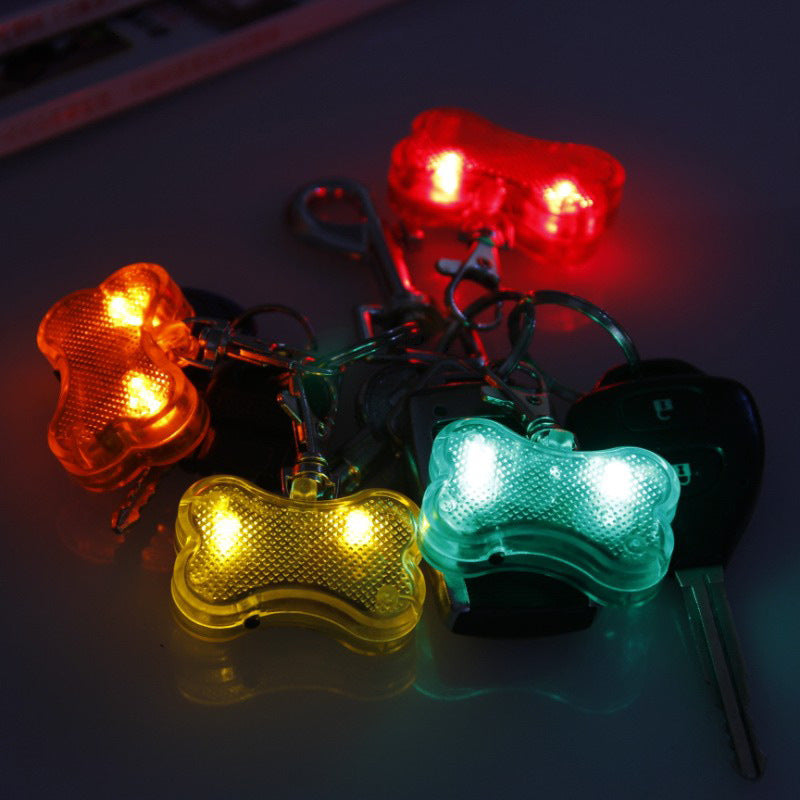 LED Dog Bone Shape ID Tag Pet Safety Collar Pendant