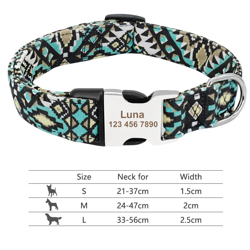 Adjustable Nylon Pet Collar, Personalized ID