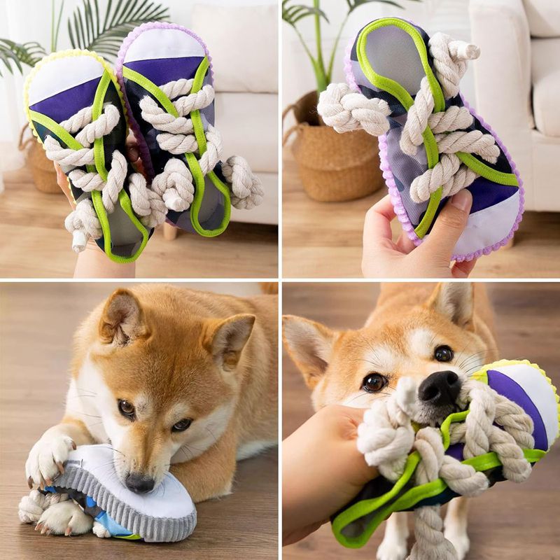 Toy Shoes Pet Cotton Rope Slippers Sound Making Toys