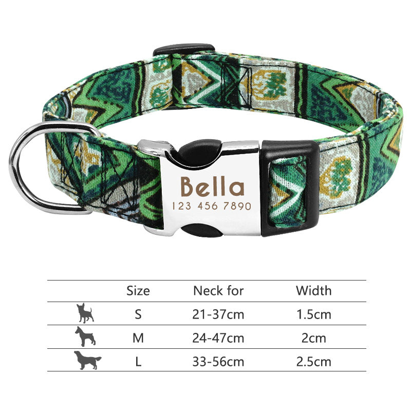Adjustable Nylon Pet Collar, Personalized ID