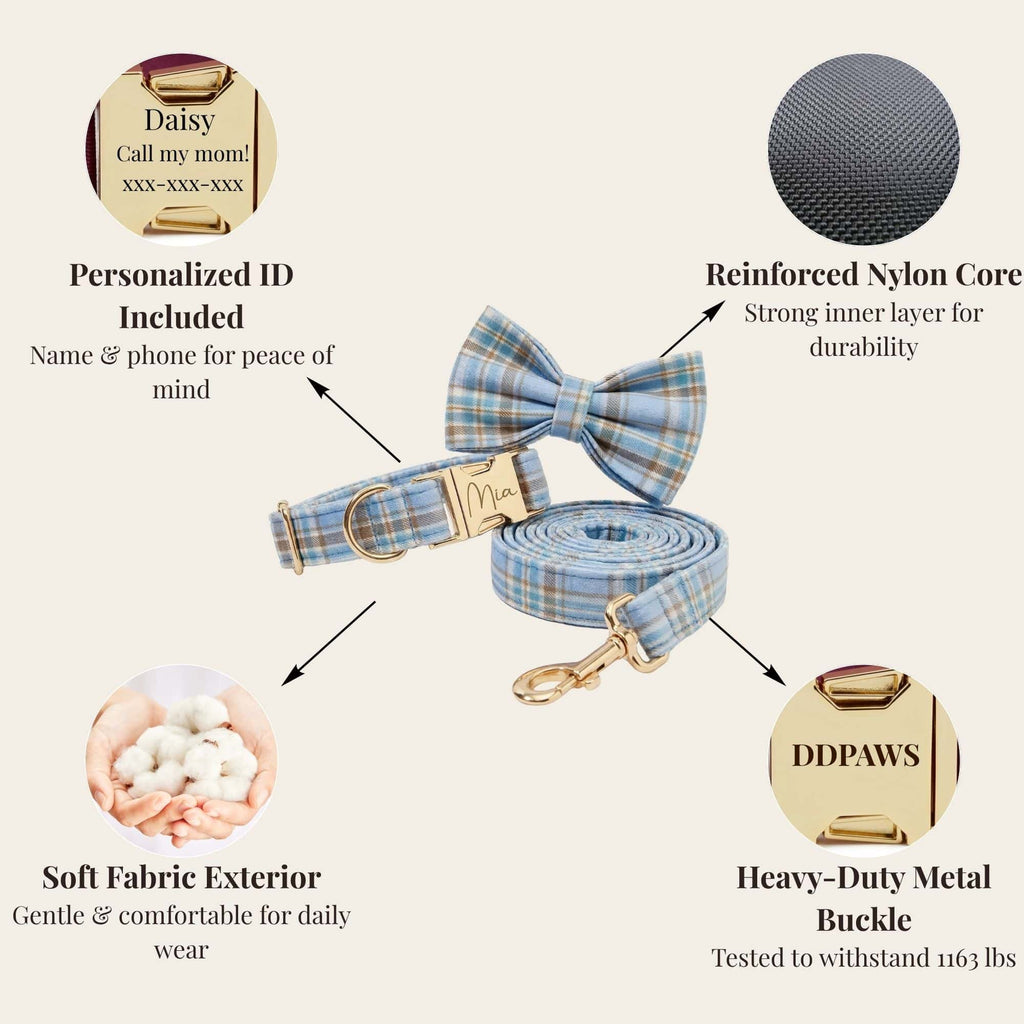 Blue Plaid Harness Set