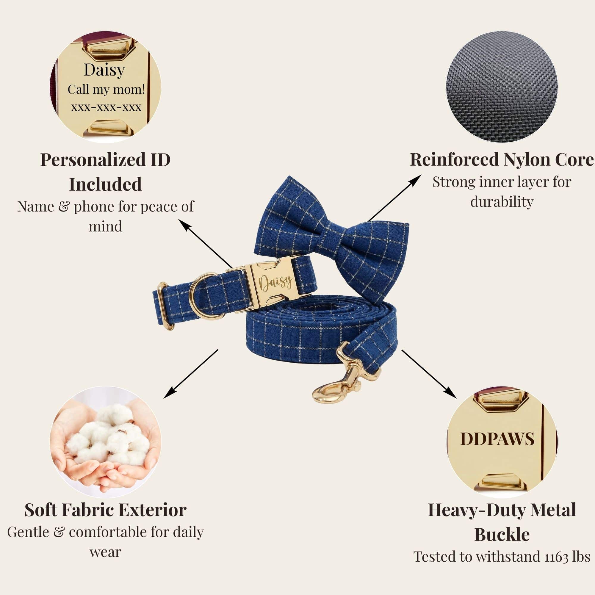 Plaid Dark Blue Harness Set