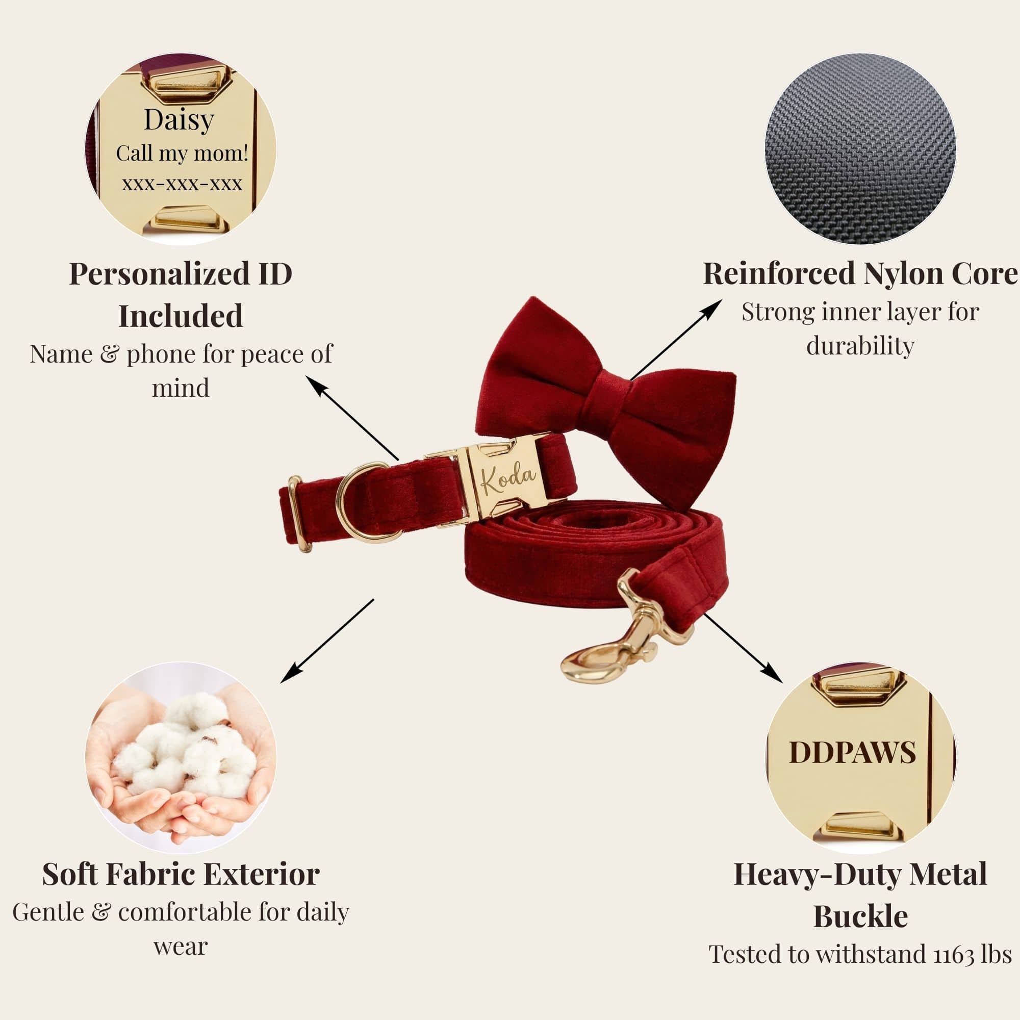 Red Wine Velvet Harness Set