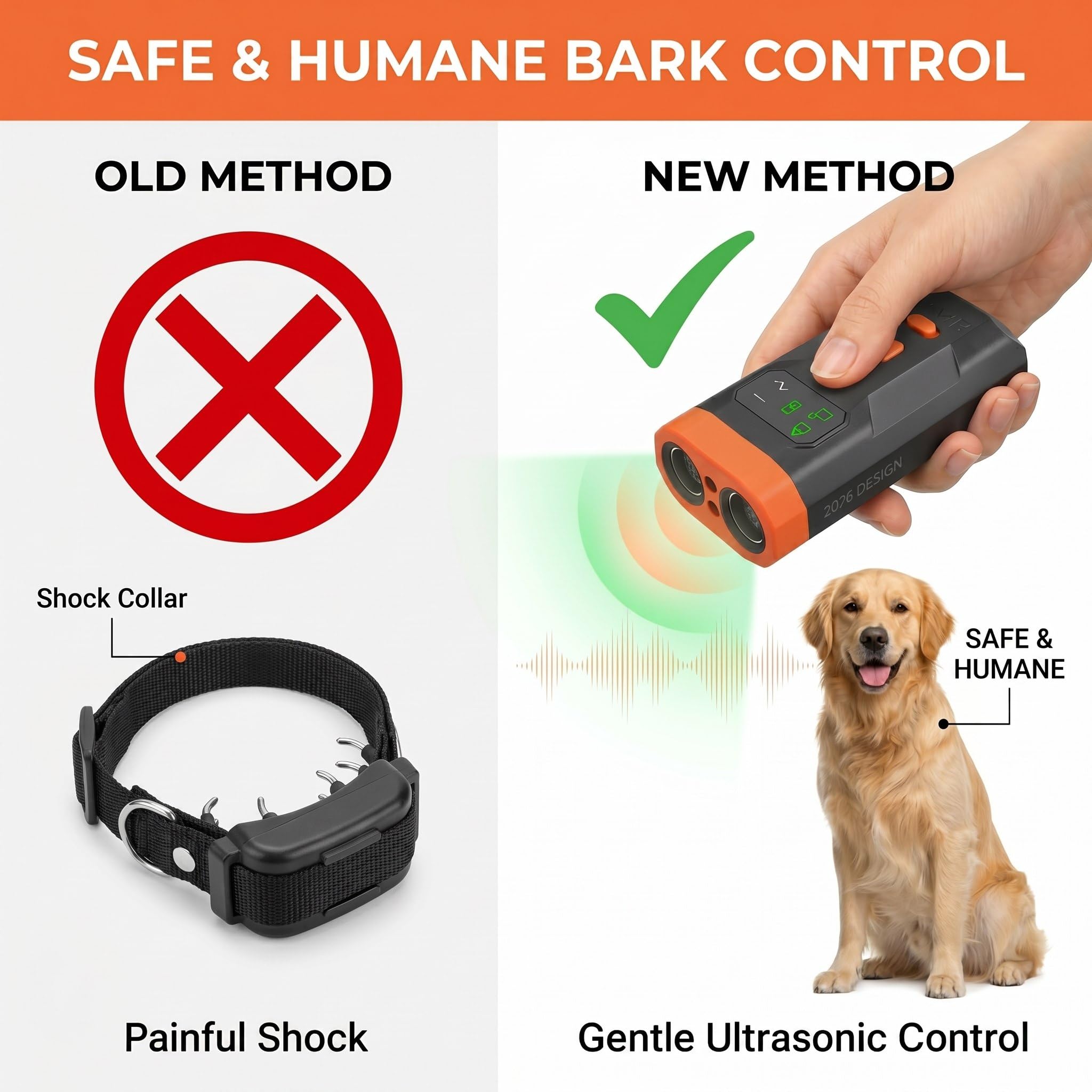 Ultrasonic Dog Bark Deterrent Device, 33FT Effective Range Indoor Outdoor