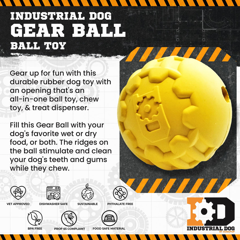 Rubber Chew Toy for Heavy Chewers | Yellow | USA Made | SodaPup