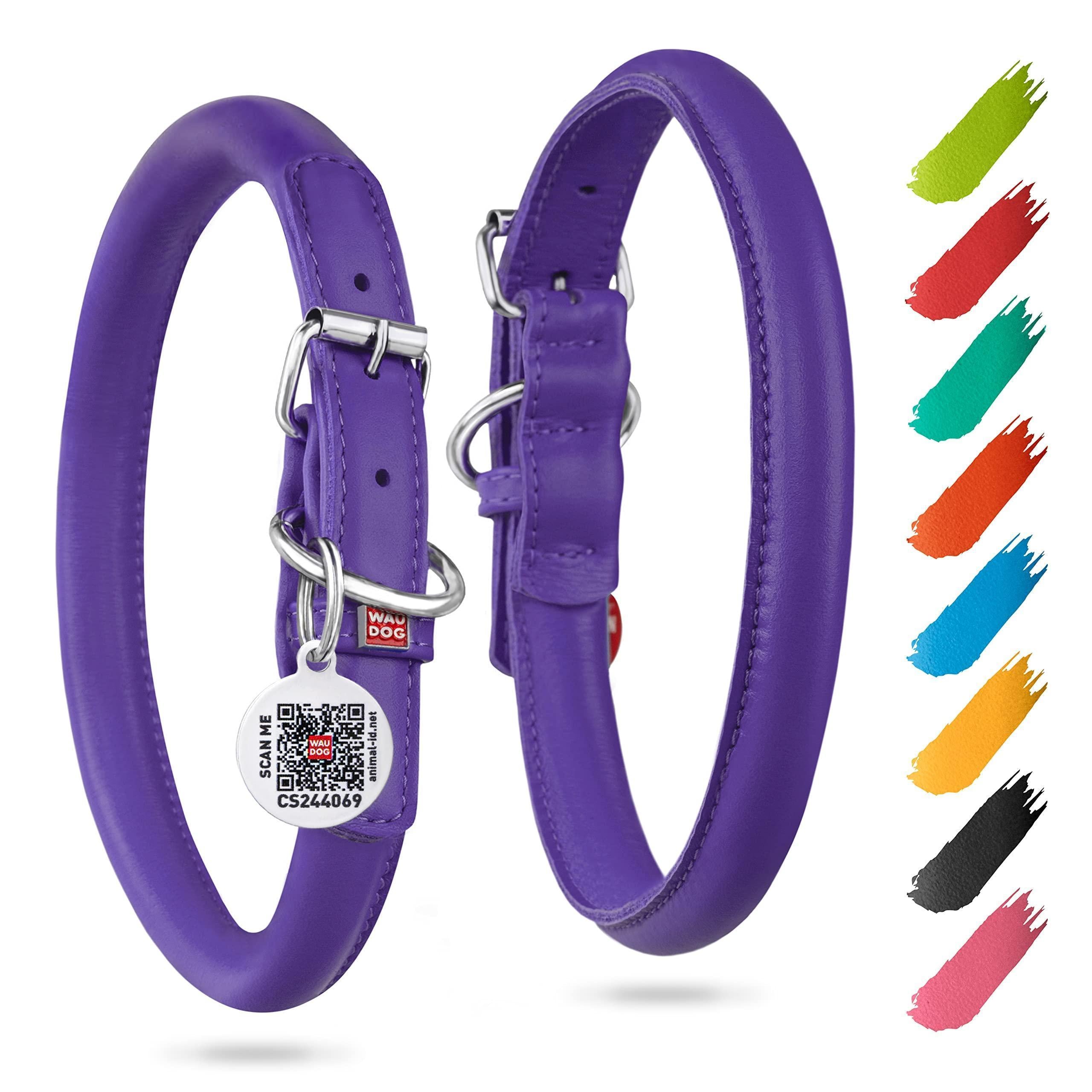 Purple Ultra Soft Rolled Leather Dog Collar 21-24 inch