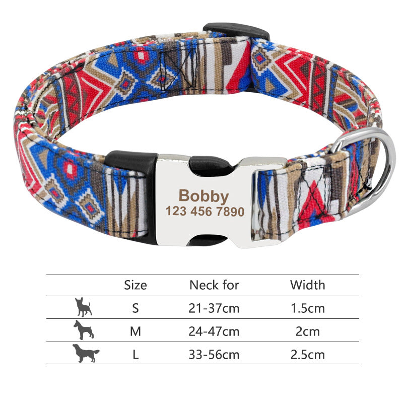 Adjustable Nylon Pet Collar, Personalized ID