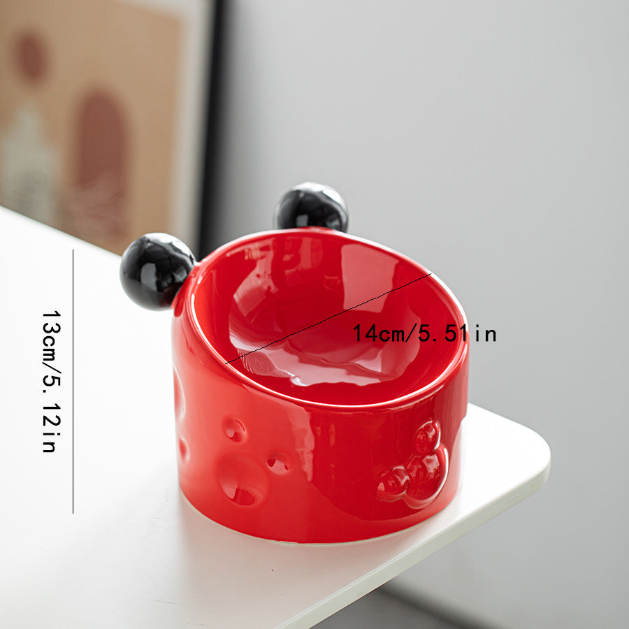 Ceramic High-footed Pet Cat Bowl With Neck Protection