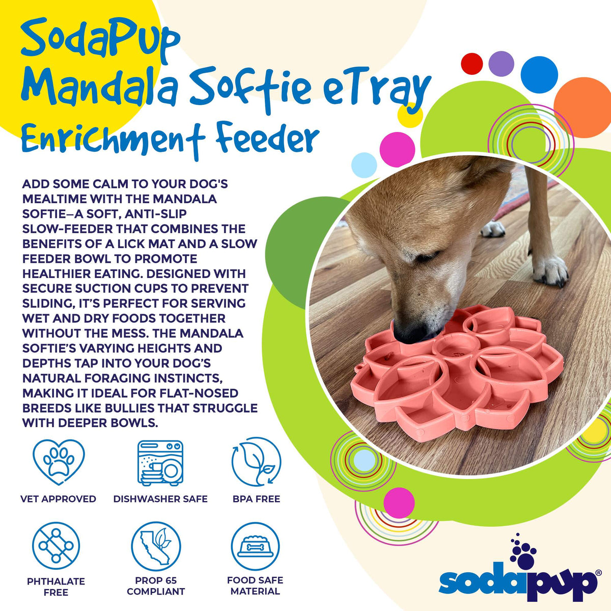 Mandala Slow Feeder Dog Bowl with Suction Cups