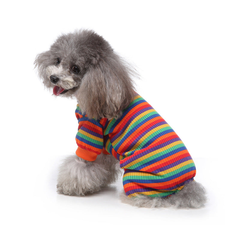 High Collar Striped Pet Pajamas