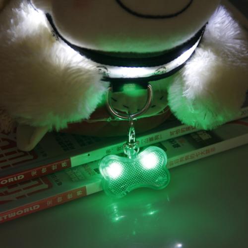 LED Dog Bone Shape ID Tag Pet Safety Collar Pendant