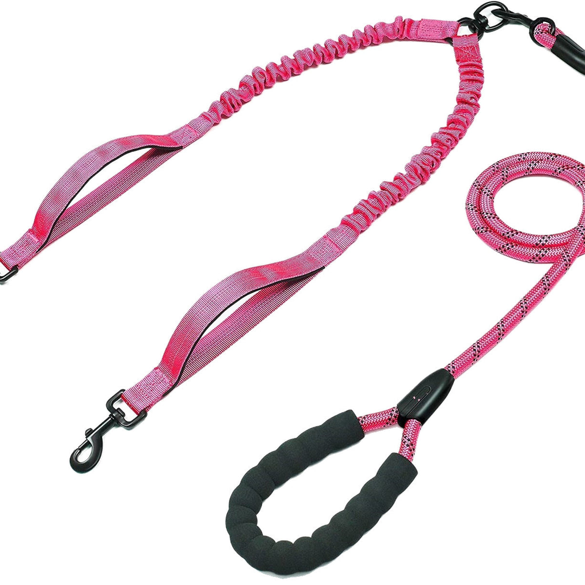 Pet Double Leash, One For Two, Telescopic Elastic Luminous Anti-Tangle Dog Leash