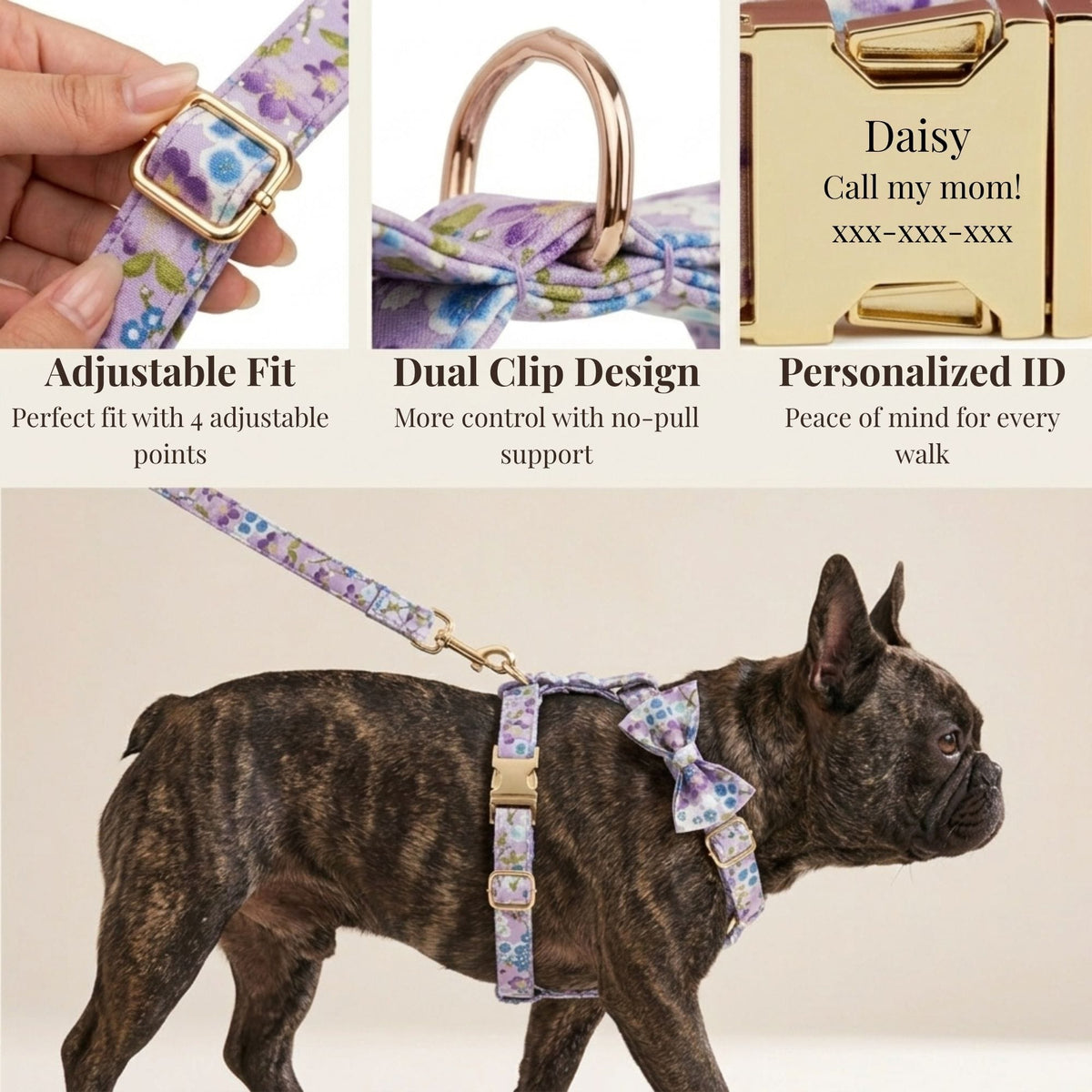 Lilac Meadow Floral Harness Set