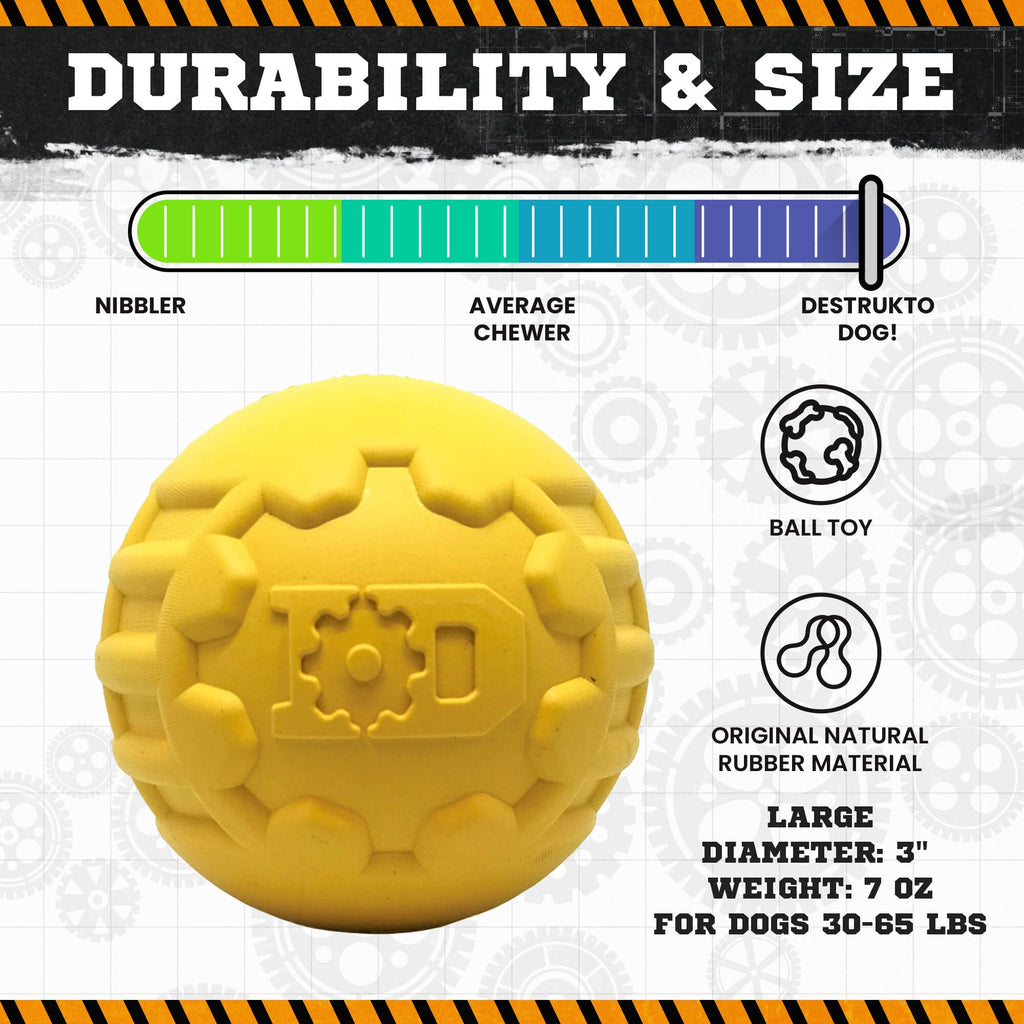 Rubber Chew Toy for Heavy Chewers | Yellow | USA Made | SodaPup