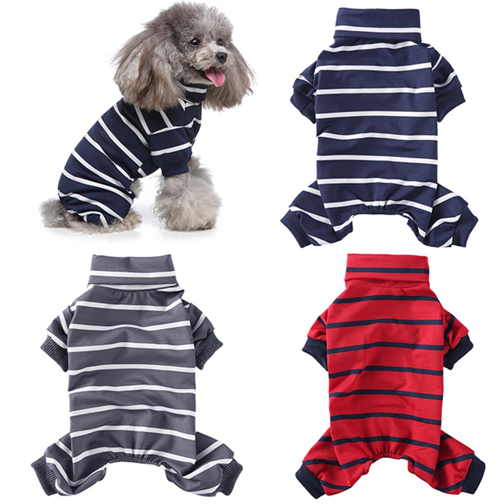 High Collar Striped Pet Pajamas