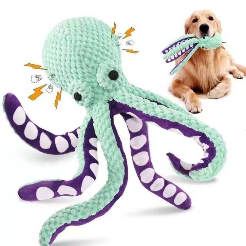 Squeaky Six-Legged Octopus Plush Chew Toy
