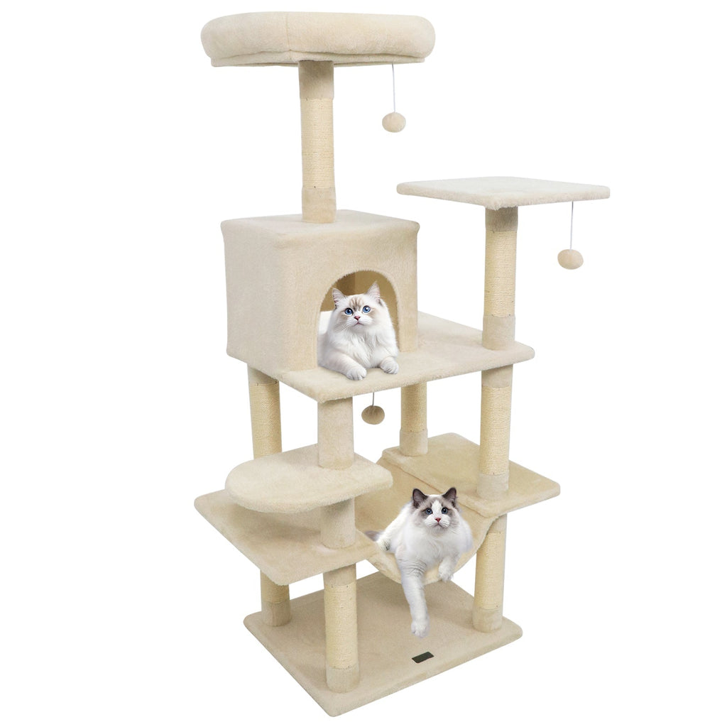 58" Multi-Level Cat Tree Soft Plush Tower with Padded Top Perch