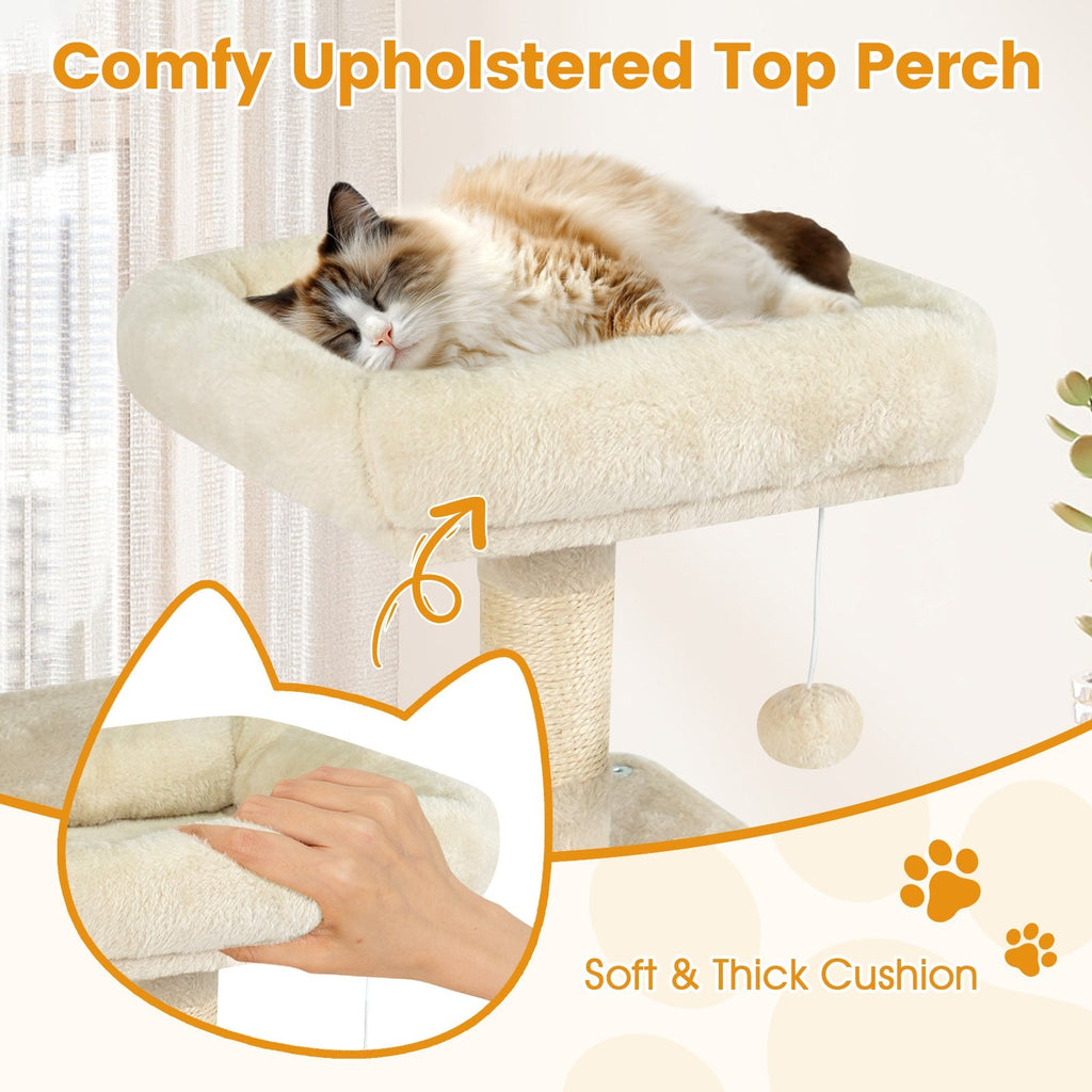 58" Multi-Level Cat Tree Soft Plush Tower with Padded Top Perch