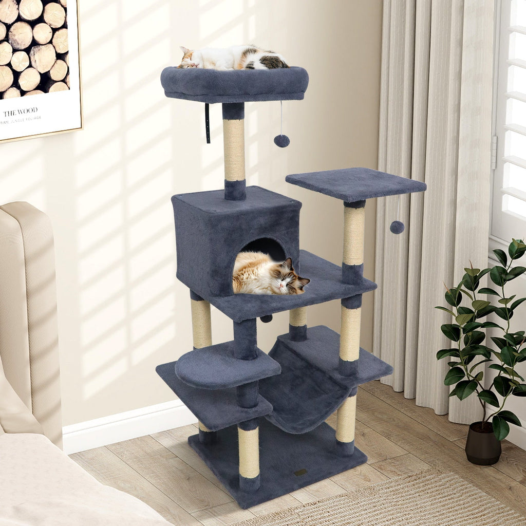 58" Multi-Level Cat Tree Soft Plush Tower with Padded Top Perch