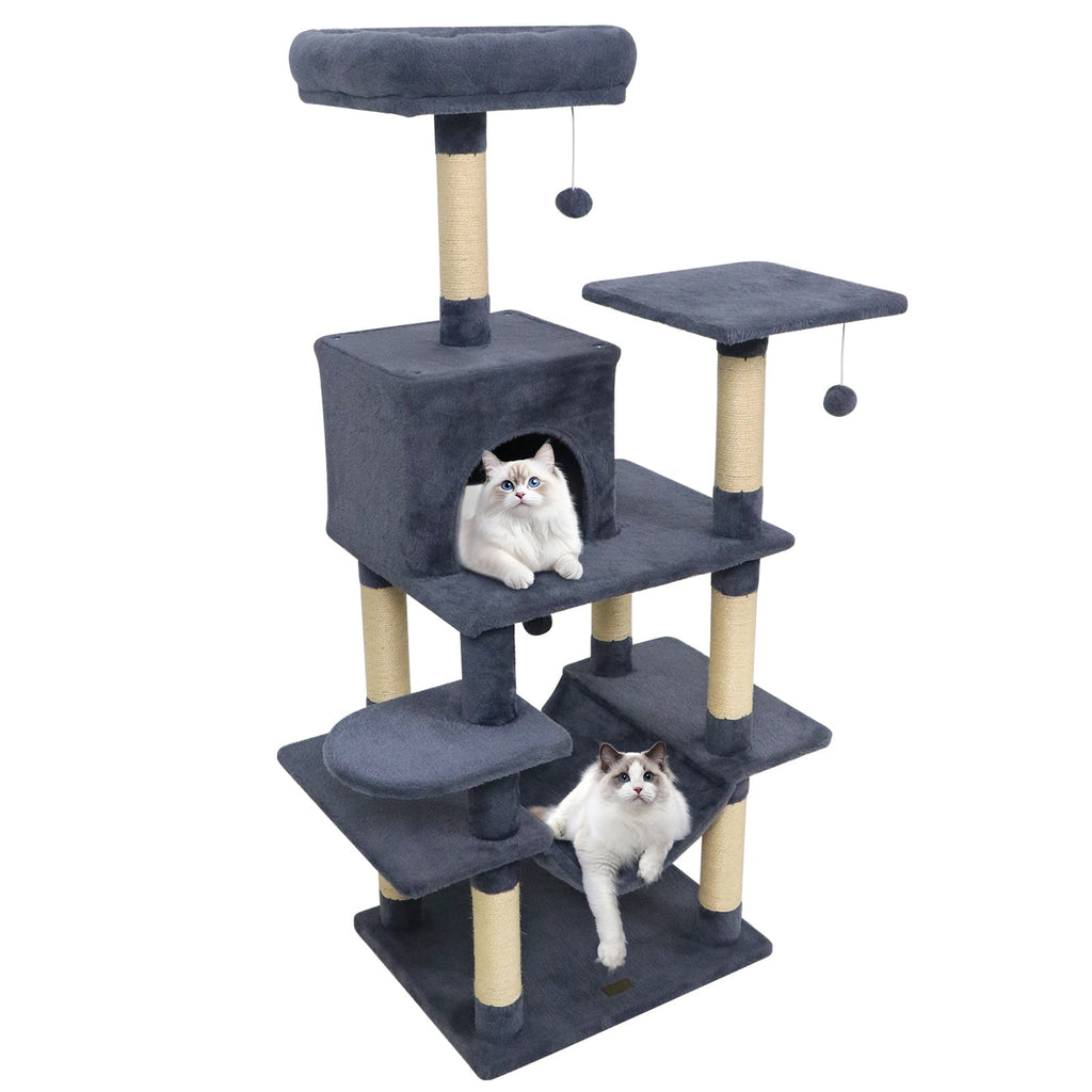 58" Multi-Level Cat Tree Soft Plush Tower with Padded Top Perch