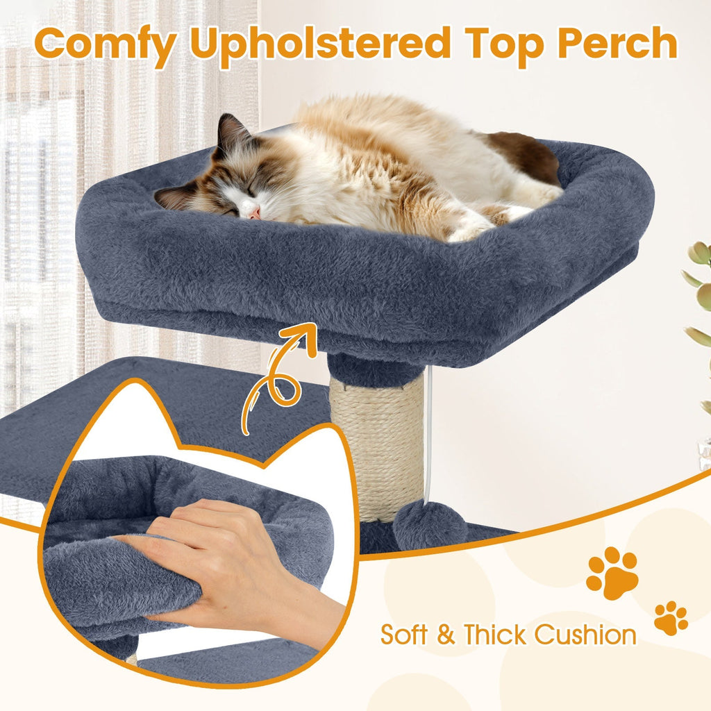 58" Multi-Level Cat Tree Soft Plush Tower with Padded Top Perch