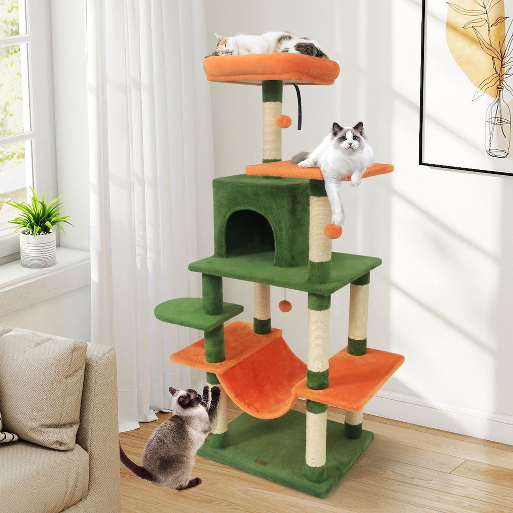 58" Multi-Level Cat Tree Soft Plush Tower with Padded Top Perch